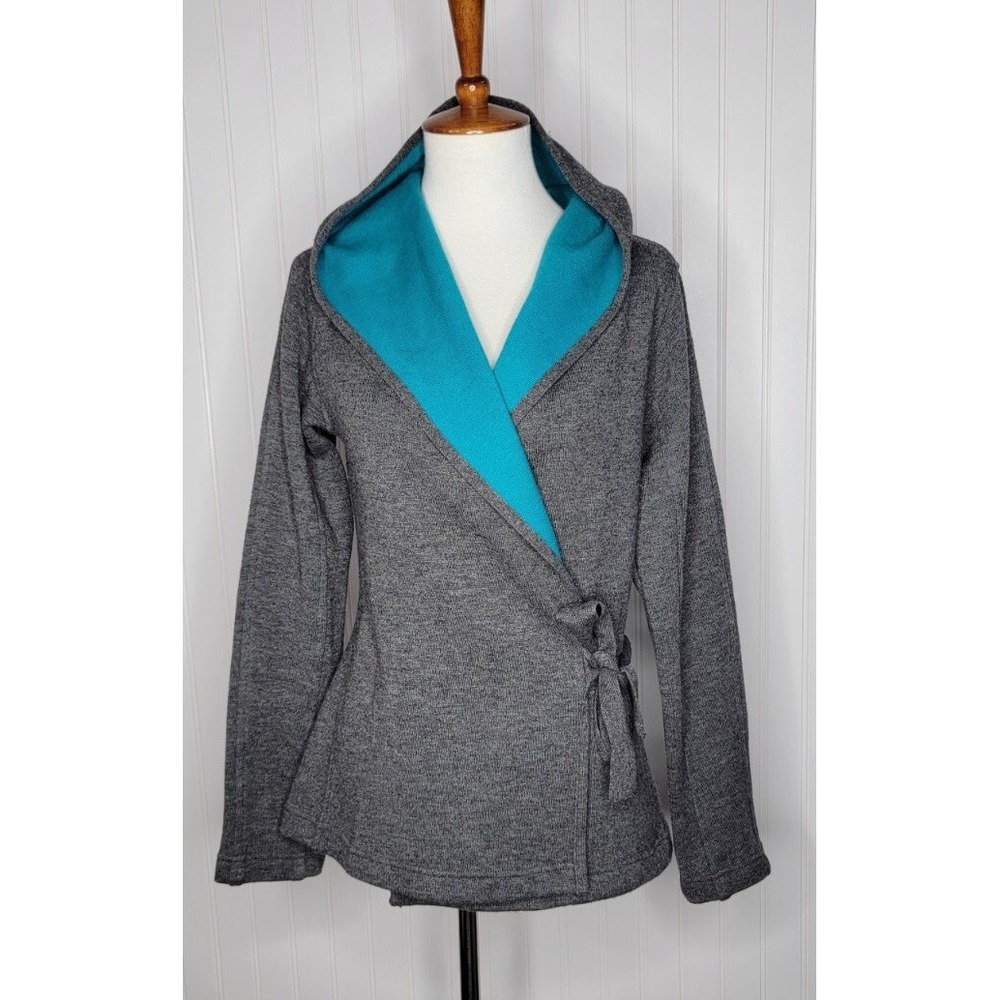 Title Nine Merino Wool Tie Front Hooded Wrap Cardigan Sweater Women's Size XS